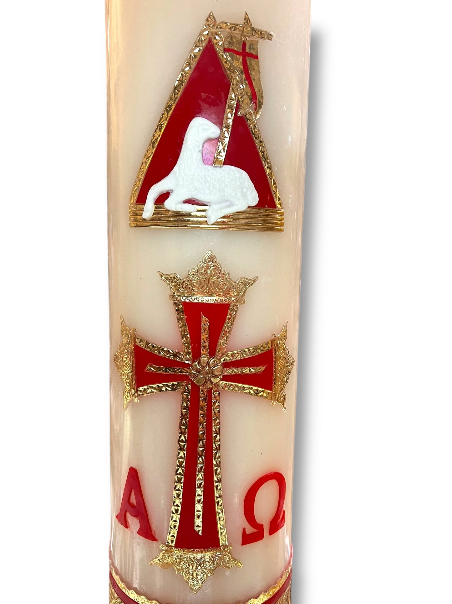 VELA PASCUAL DE CERA DECORADA DE 16" N.° 7