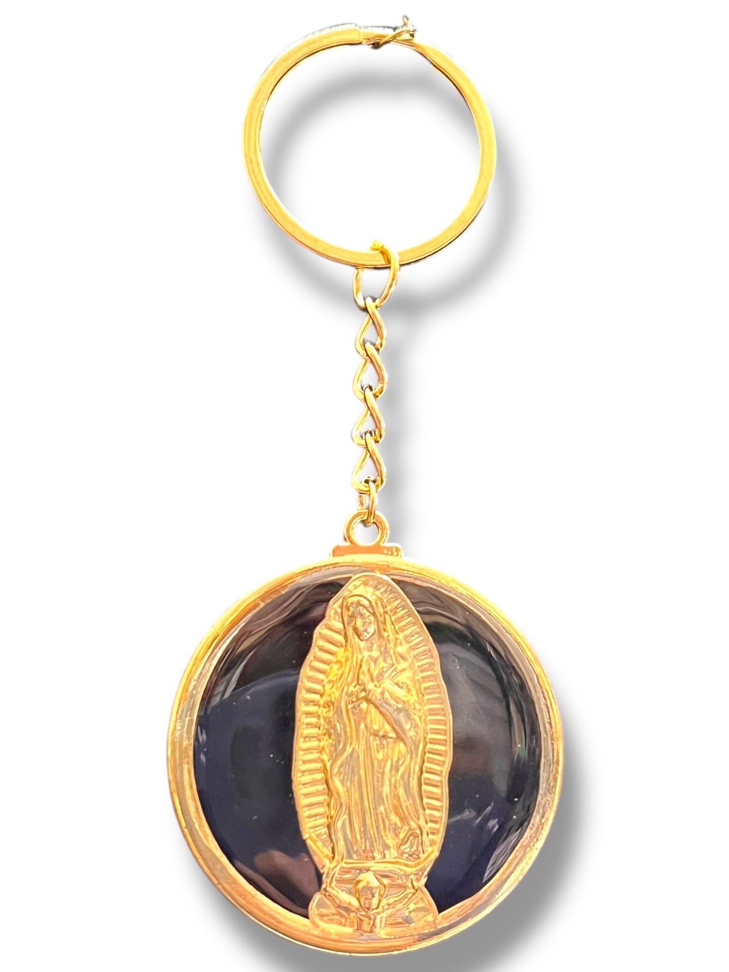 KEYCHAIN: MEDAL OF OUR LADY OF GUADALUPE W/ ENAMEL