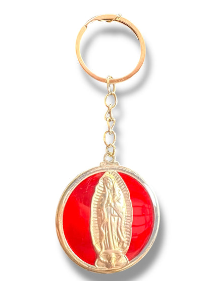 KEYCHAIN: MEDAL OF OUR LADY OF GUADALUPE W/ ENAMEL