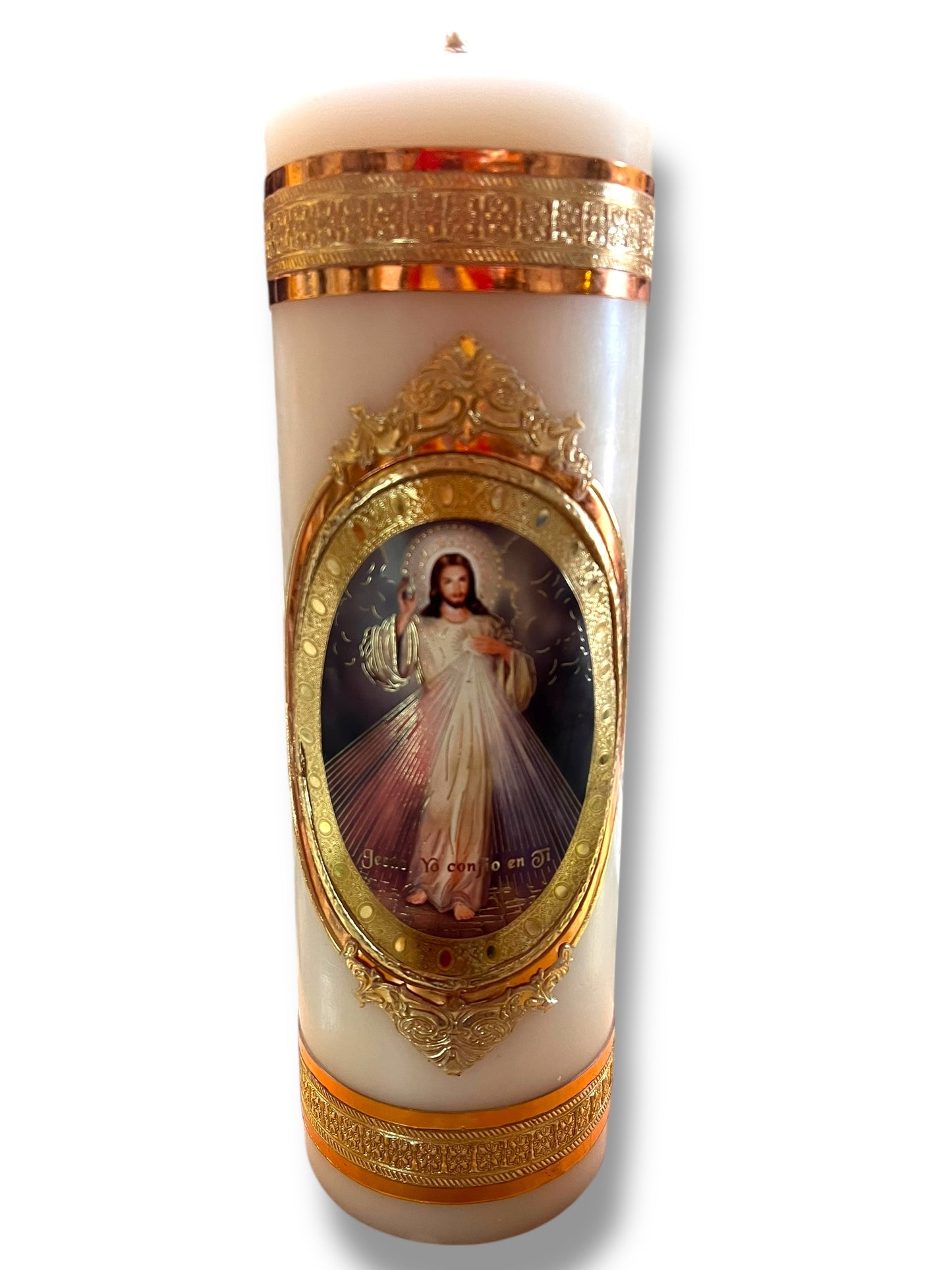 VELO PASCUAL DE CERA DECORADO DE 15"