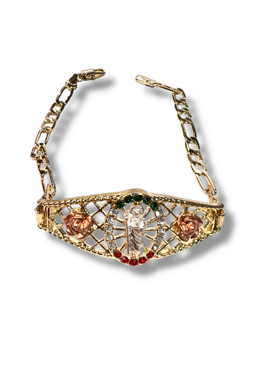 ST. JUDE THADDEUS BRACELET 18k GOLD LAYERED COLORED CRYSTALS