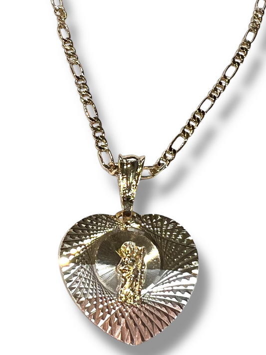 ST. JUDE MEDAL WITH CHAIN -18k TRI-COLORED GOLD LAYERED