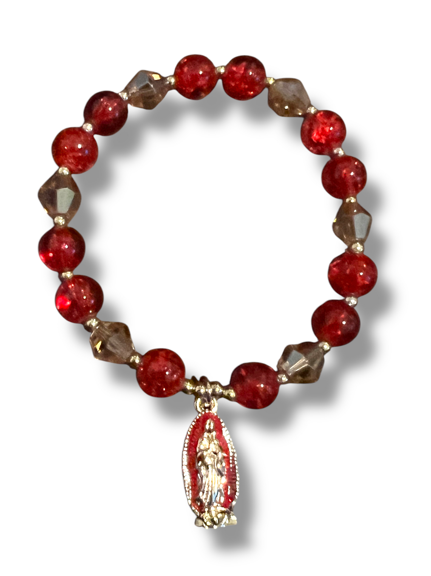 BRACELET: OUR LADY OF GUADALUPE -RED & GOLD