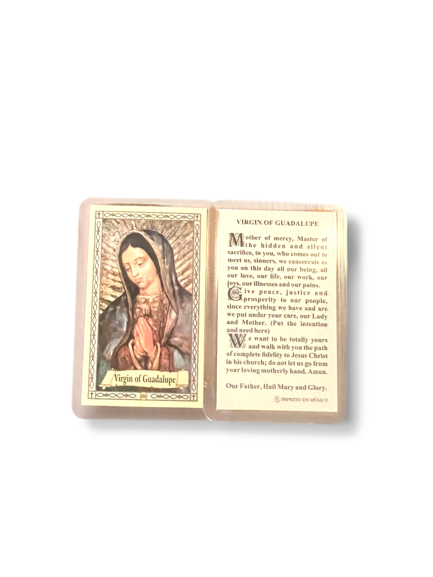 PRAYER TO OUR LADY OF GUADALUPE HOLY CARD