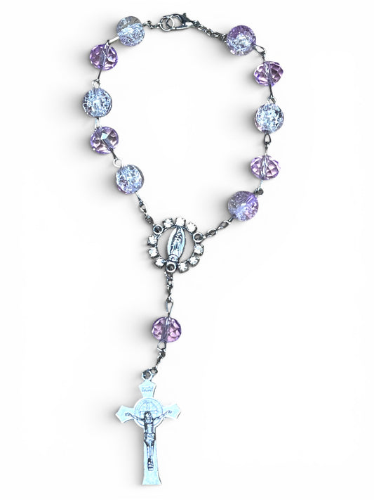 AUTO DEVOTIONAL: OUR LADY OF GUADALUPE GLASS ROSARY COLORED
