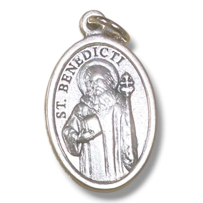 OXIDIZED ITALIAN MEDAL: ST BENEDICT 1" CROSS ON BACK
