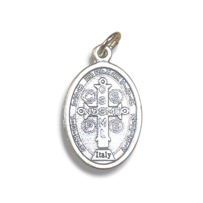 OXIDIZED ITALIAN MEDAL: ST BENEDICT 1" CROSS ON BACK