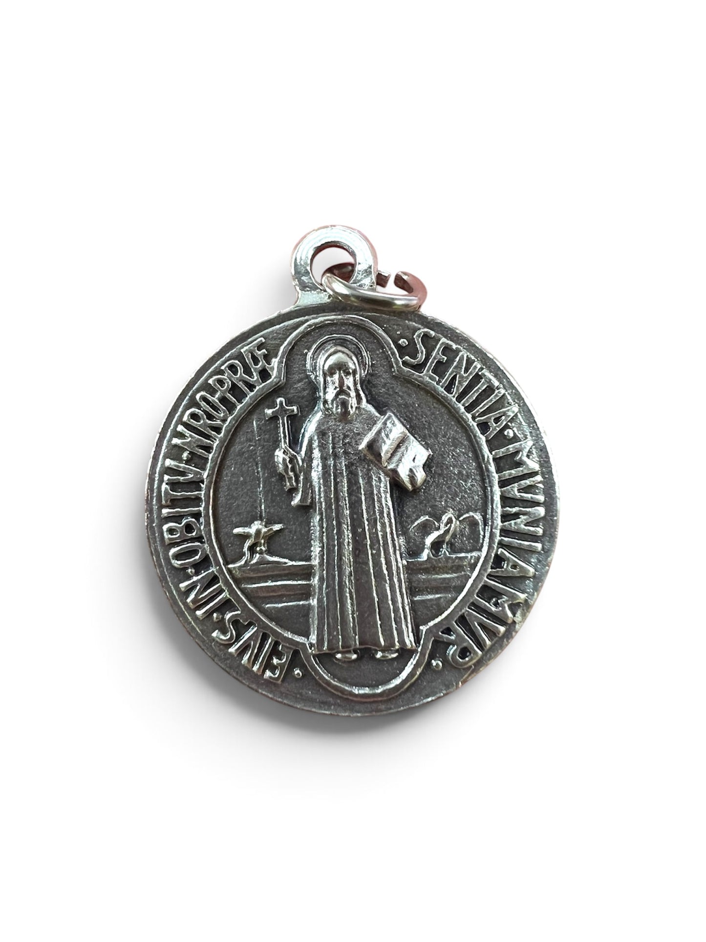 OXIDIZED ITALIAN MEDAL: ST BENEDICT 1"