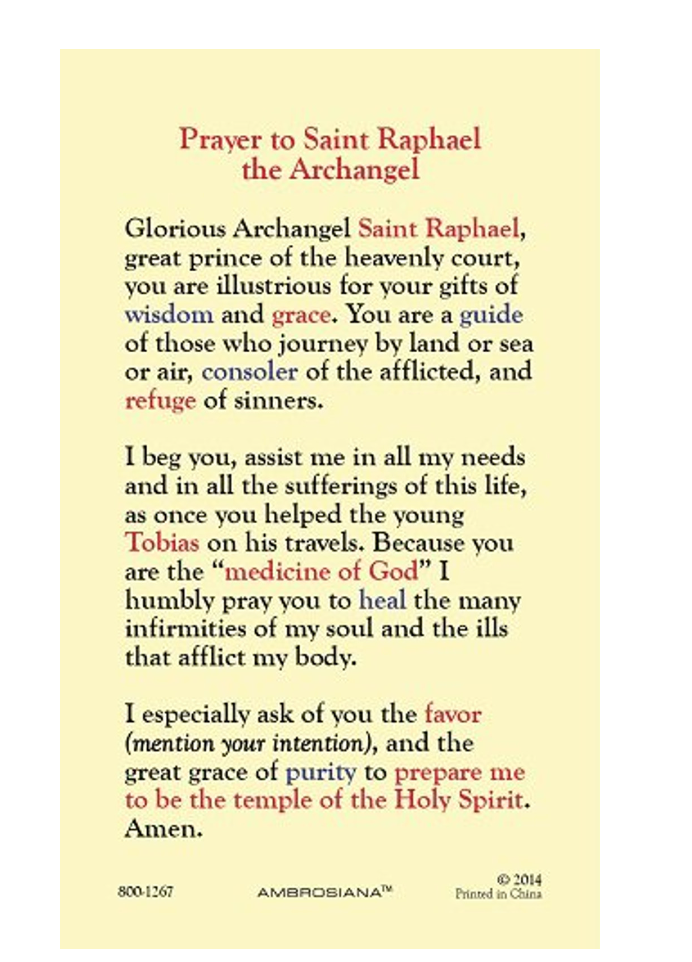 PRAYER TO SAINT RAPHAEL THE ARCHANGEL