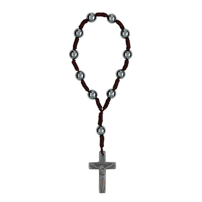 HEMATITE CORD ONE DECADE ROSARY
