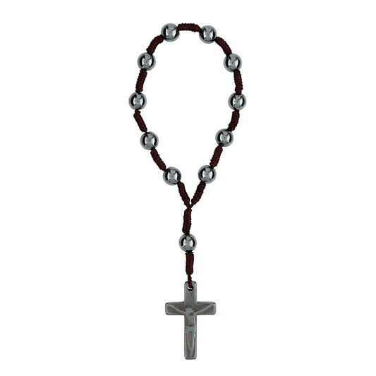 HEMATITE CORD ONE DECADE ROSARY