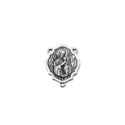 ST. JOSEPH ROSARY IN SILVER WITH ITALIAN WOODEN BEADS