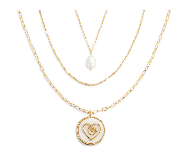 GRATEFUL HEART OF MOTHER OF PEARL NECKLACE - GOLD