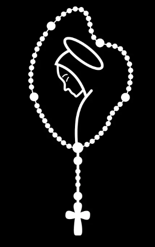 OUR LADY OF ROSARY CREATIVE CAR  DECALS M WHITE