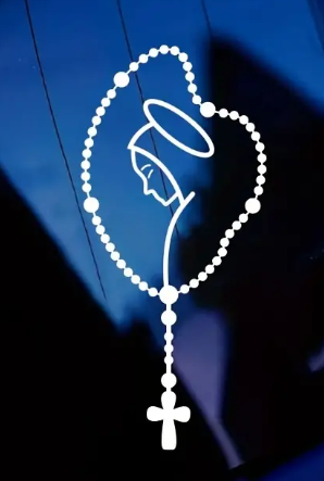 OUR LADY OF ROSARY CREATIVE CAR  DECALS M WHITE