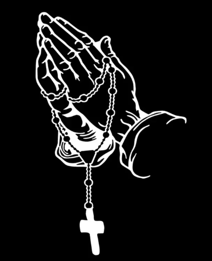 1PC CAR STICKER PEARL ROSARY PRAYING HANDS