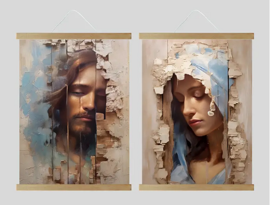 JESUS & MARY 2 PIECE WALL CANVAS