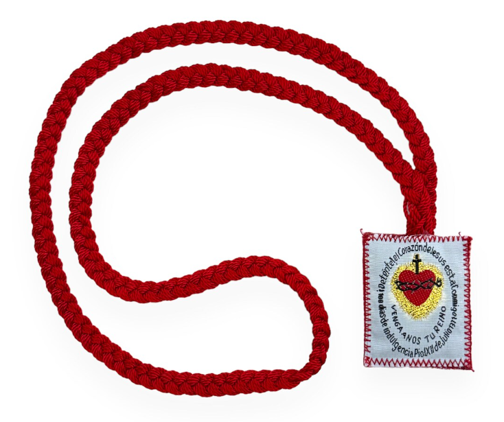 BRAIDED CORD SCAPULAR: SACRED HEART OF JESUS