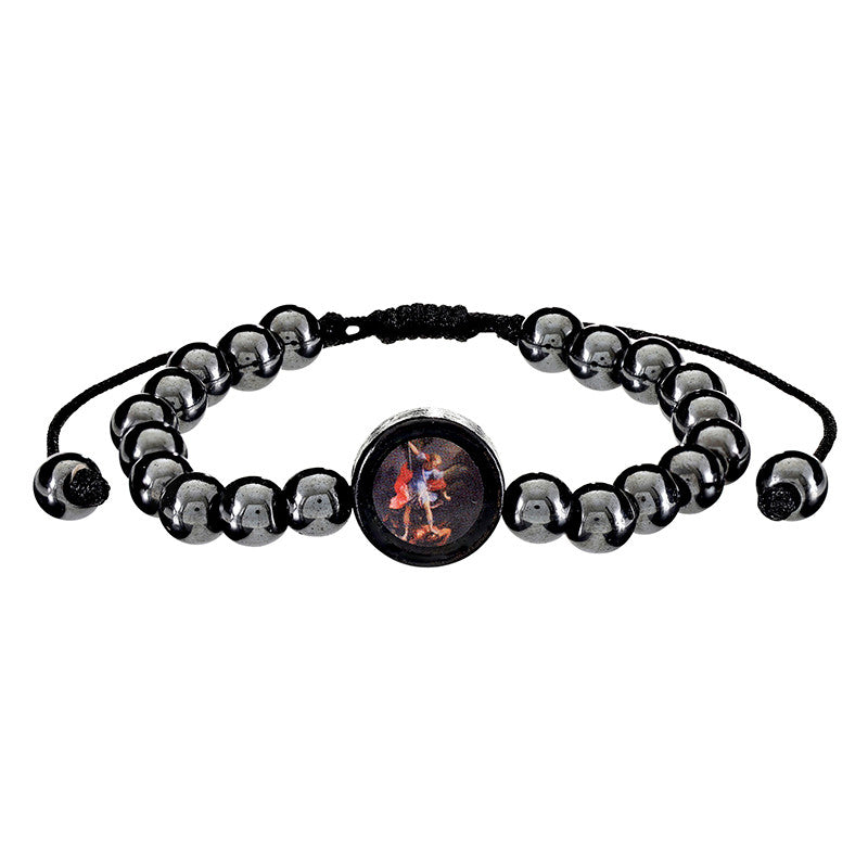 ST. MICHAEL ARCHANGEL HEMATITE ROSARY