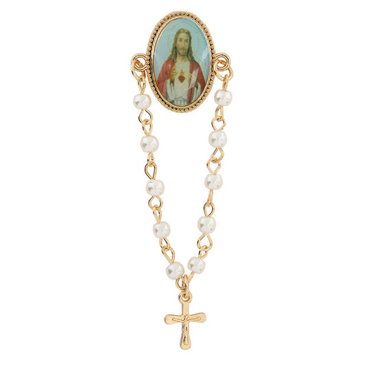 SACRED HEART ROSARY LAPEL PIN