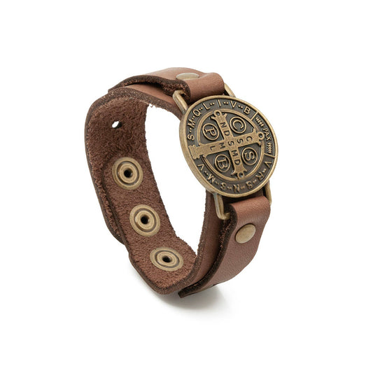 ST. BENEDICT LEATHER WRISTBAND