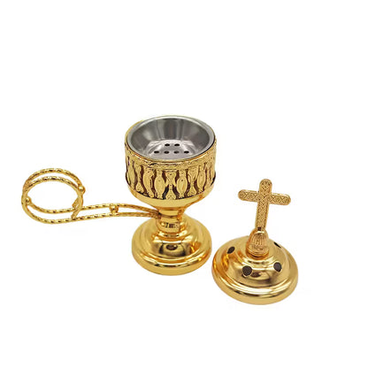 GOLDEN ALUMINUM INCENSE BURNER HOLDER