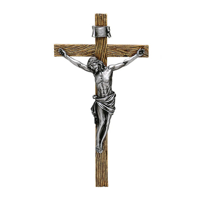 13.25"H Antique Silver Crucifix