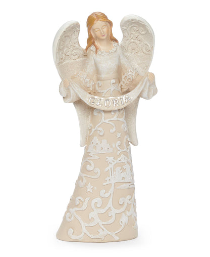 7-Pc Nativity Set W/ Angel Paper Cut Style 7.5"