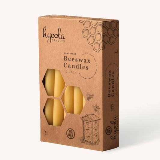 YELLOW BEESWAX CANDLES - 12 PACK