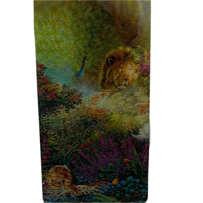 3D LENTICULAR BOOKMARK: LION & PEACOCK IN EDEN