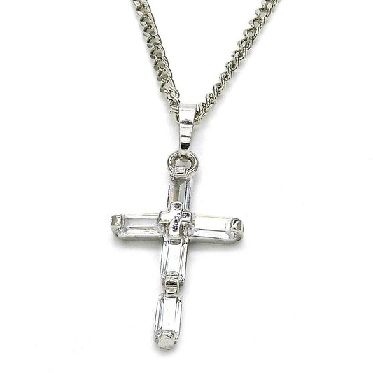 RHODIUM CROSS W/ CUBIC ZIRCONIA