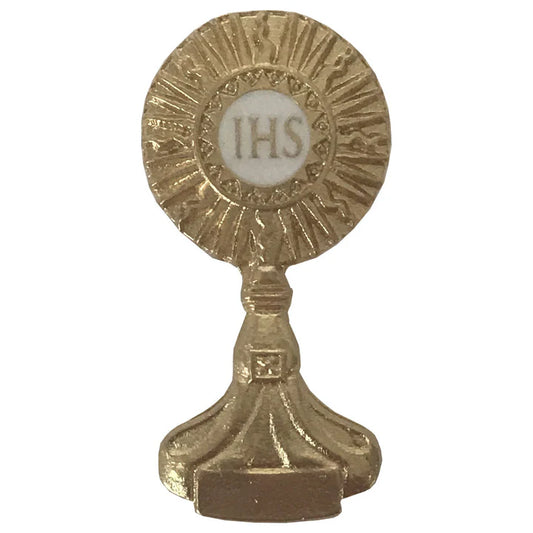 MONSTRANCE LAPEL PIN W/ ANTIQUE GOLD FINISH