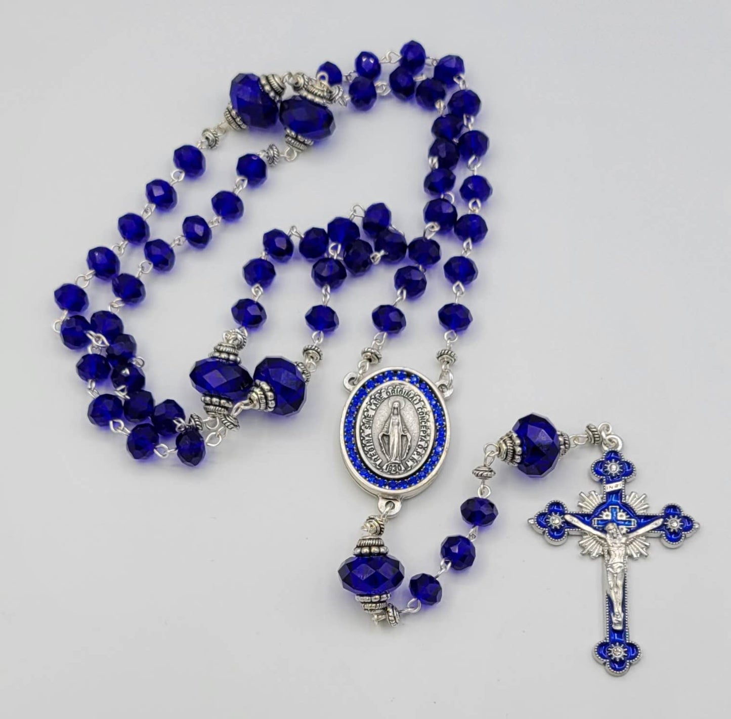 COBALT BLUE CRYSTAL ROSARY