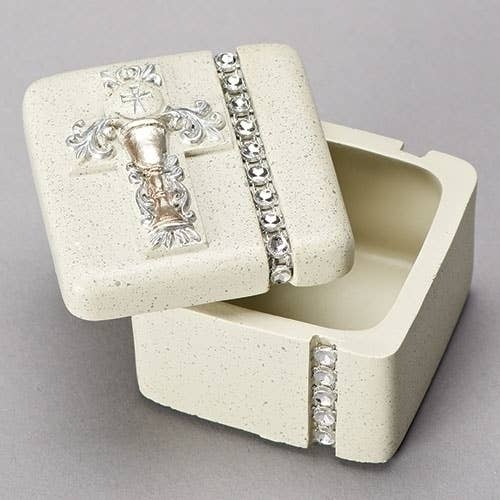 1.5"H COMMUNION BOX SILVER SCROLL