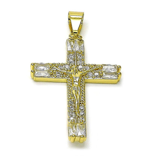 18K GOLD LAYERED W/WHITE CUBIC ZIRCONIA CRUCIFIX
