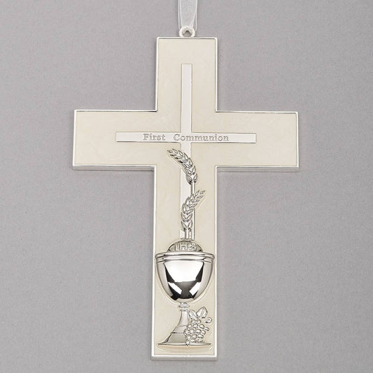 7"H WALL CROSS WITH WHEAT & CHALICE BY ROMAN