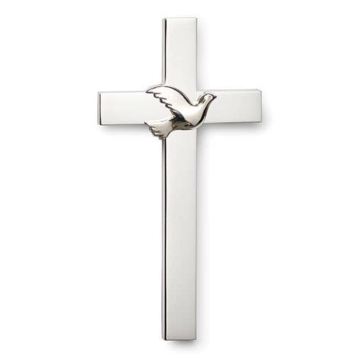 SILVER CONFIRMATION CROSS WITH DOVE
