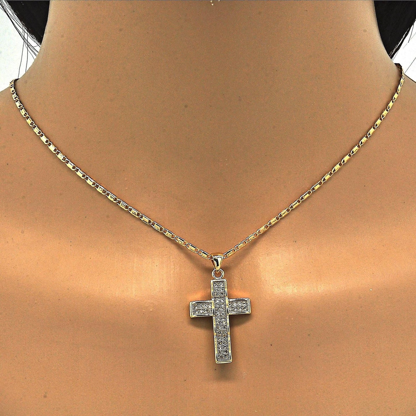 BEAUTIFUL PENDANT CROSS CUBIC ZIRCONIA NECKLACE