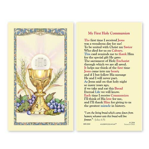 MY FIRST HOLY COMMUNION PRAYER CARD