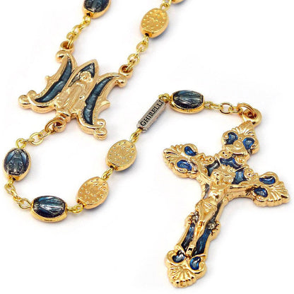 MIRACULOUS MEDAL GOLD ENAMEL ROSARY