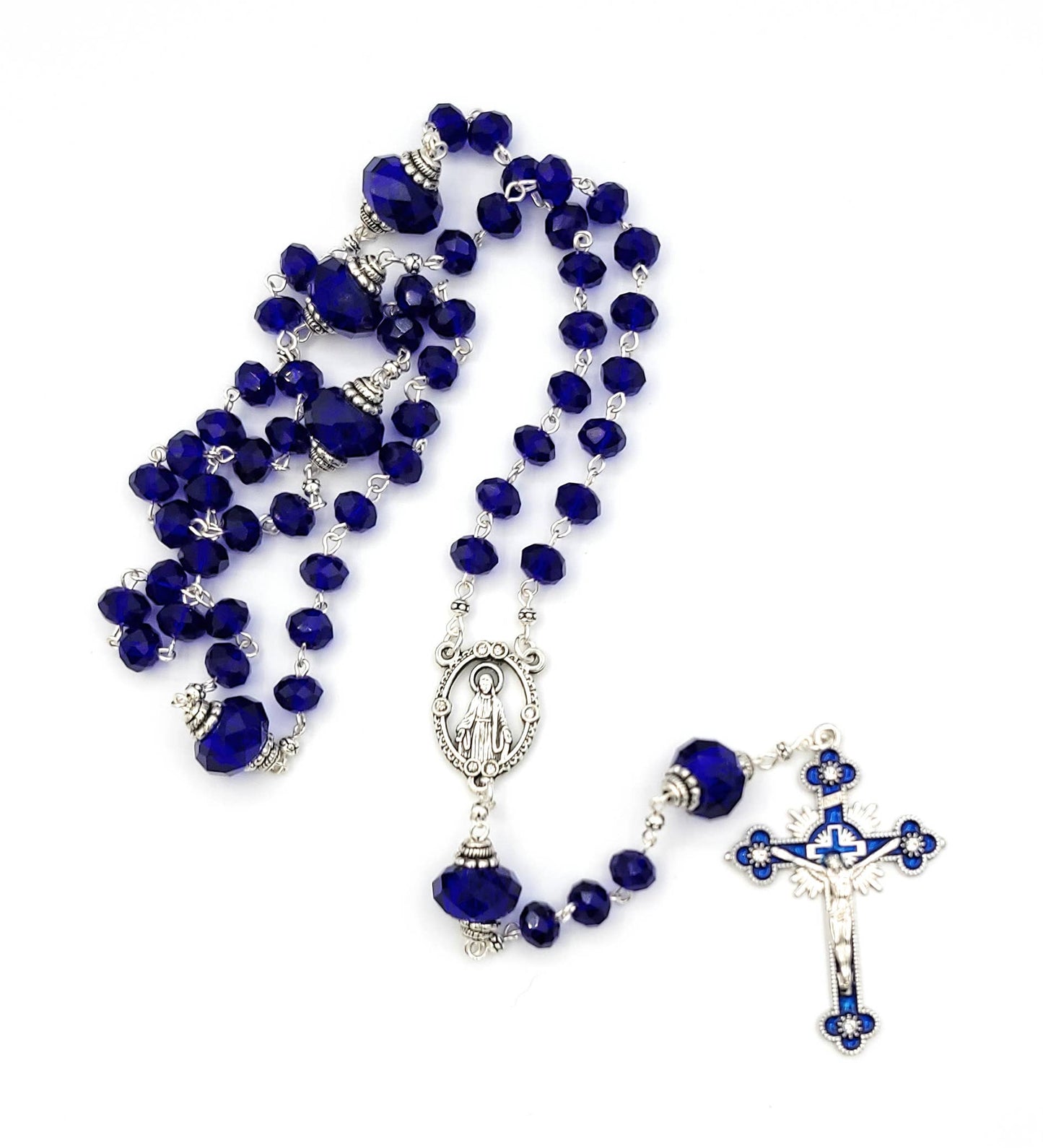 COBALT BLUE CRYSTAL ROSARY