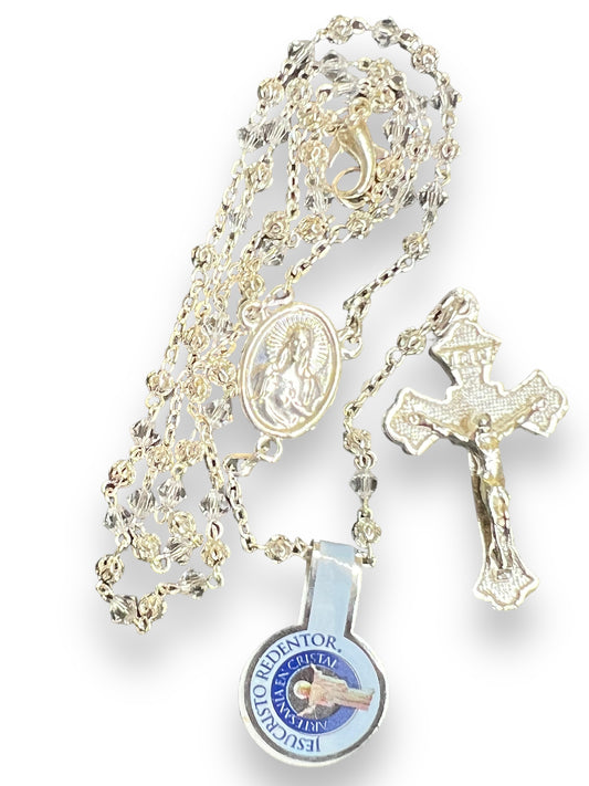 AB CRYSTAL ROSARY - SILVER/CLEAR