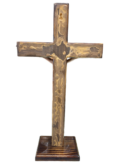 16" WOODEN CRUCIFIX WITH BASE