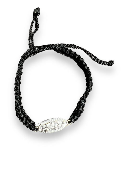 BRACELET: OUR LADY OF GUADALUPE BLACK DOUBLE THREADED