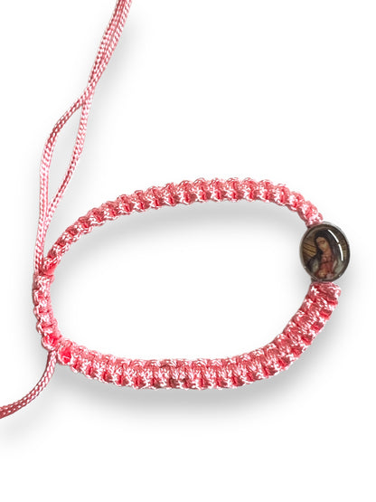 CHILDREN BRACELET: OUR LADY OF GUADALUPE PINK THREADED