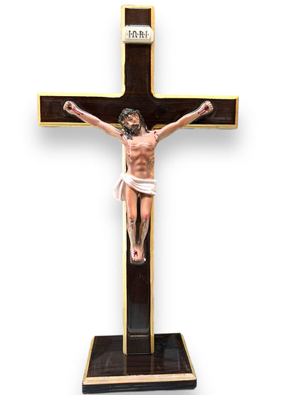 16" WOODEN CRUCIFIX WITH BASE