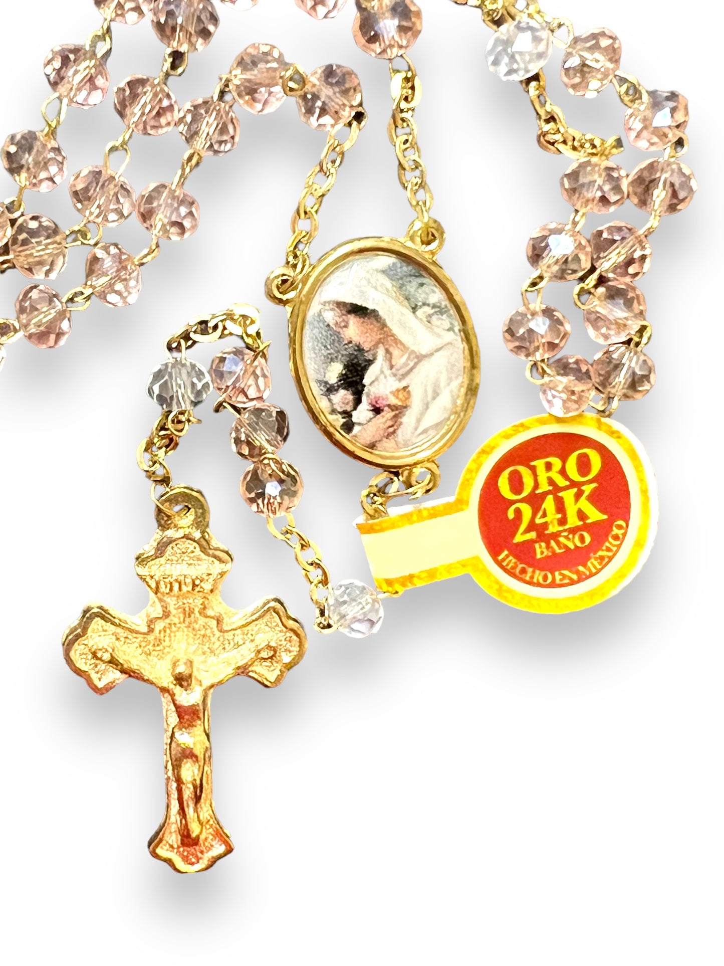 OUR LADY OF MYSTICAL ROSE BEADS ROSARY | ROSARIO DE VIDRIO DE MARIA ROSA MISTICA