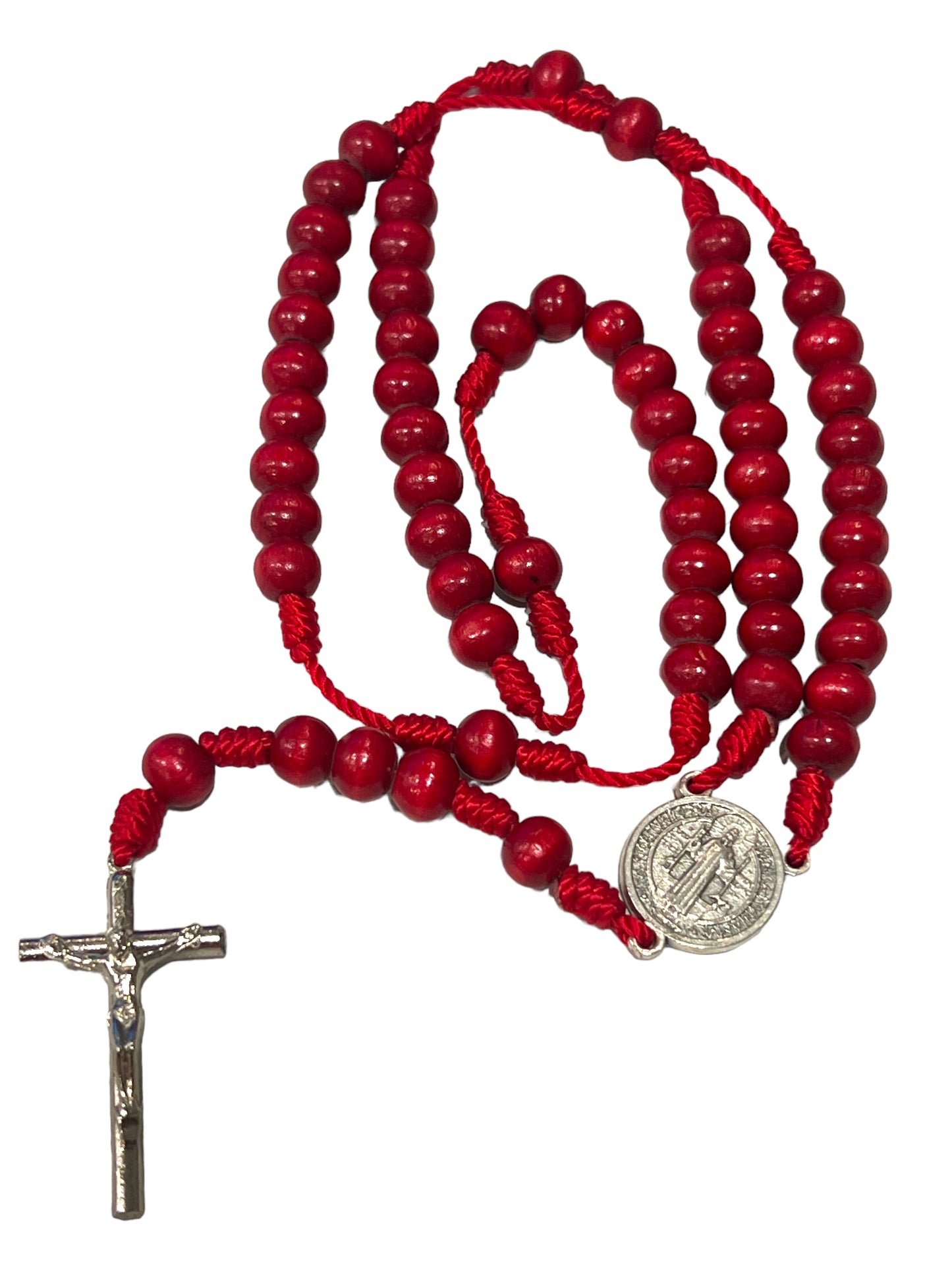 ST. BENEDICT WOODEN ROSARY W/ MEDAL