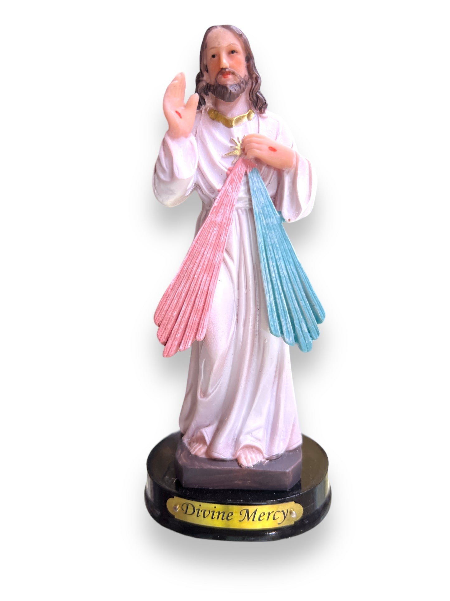 5" DIVINE MERCY STATUE ON WOODEN BASE