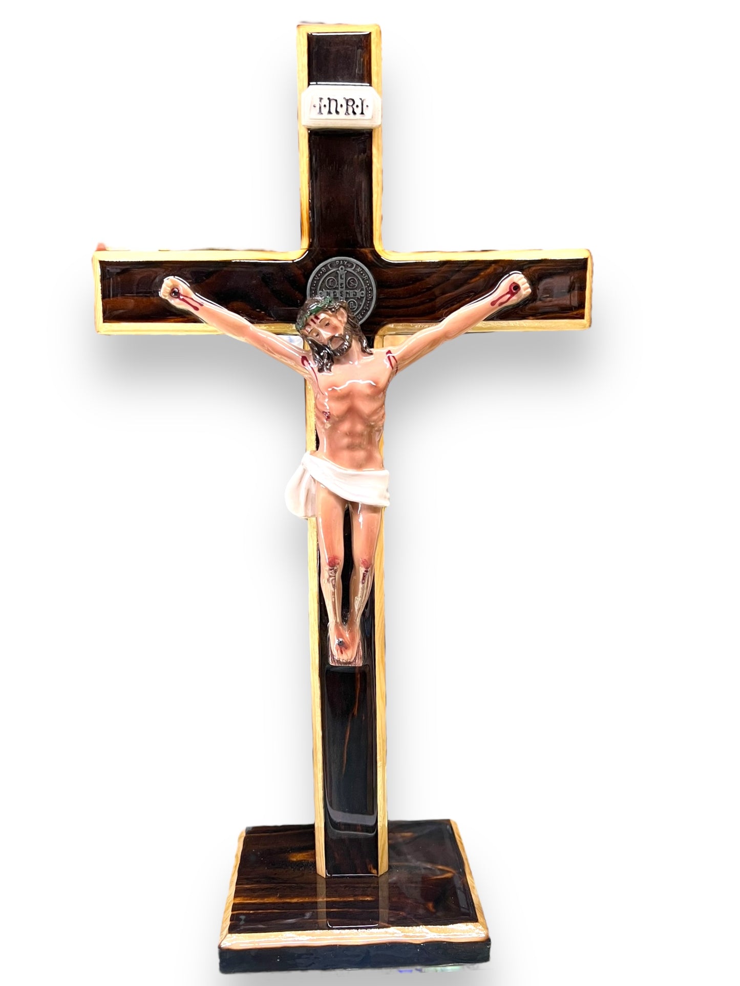 16" WOODEN CRUCIFIX WITH BASE